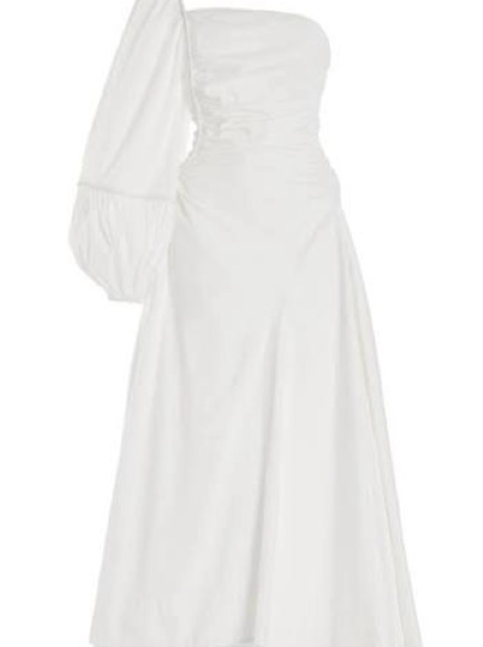 Ulla Johnson Fiorella White One-Shoulder Poplin Midi Dress